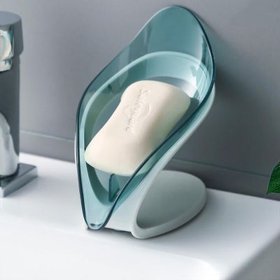 Bathroom Soap Holder Leaf Shape Soap Box Portable Leaf Soap Holder with Drain Water Soap Storage Case Container Bathroom Gadgets Soap Dishes