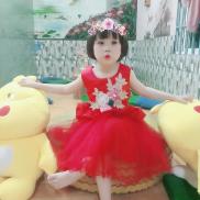 HCMVáy đầm công chúa xòe thêu hoa nổi cho bé gái từ 10kg đến 25kg màu đỏ