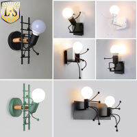 Modern Creative Wall Lamp Nordic Macarone Cartoon Robot Sconce Lamps Metal Small Simple Lights America Industrial Style