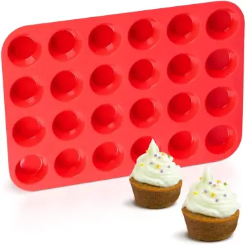 24 Mini Muffin HOT PINK Mini Cupcake Silicone Baking Mould