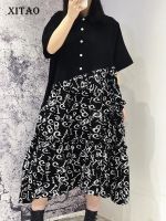 XITAO Dress Black Casual Loose Fashion Shirt Dress