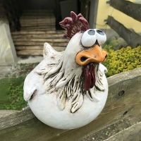 Funny Chicken Fence Decor Resin Statues Home Garden Farm Yard Decorations Chicken Hen Sculpture Art Craft Courtyard Hanging