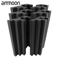 [ammoon] 12 PCS 30*7.5*7.5ซม.แผงโฟมอะคูสติกความหนาแน่นสูงเสียงฉนวนกันความร้อนสารหน่วงไฟ Wedge โฟมสำหรับสตูดิโอบ้าน Theater