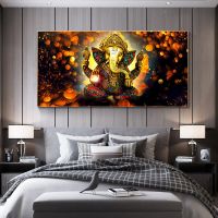Ganesha Hindu Elephant God Wall Art ภาพภาพวาดผ้าใบโปสเตอร์และพิมพ์ภาพจิตรกรรมฝาผนังสำหรับห้องนั่งเล่นตกแต่งบ้าน
