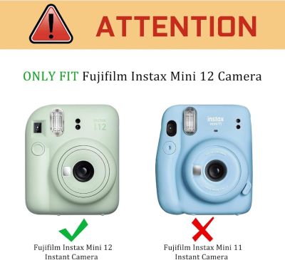สำหรับกล้อง Fujifilm Instax Mini 12พร้อมหนังสำหรับผู้ไม่นิยมเนื้อสัตว์ถุงคลุมกระเป๋าระดับพรีเมี่ยมพร้อมสายรัดที่สามารถปรับได้