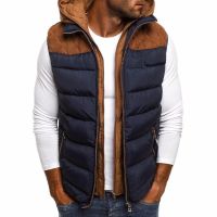 ZOGAA Winter Men Jacket Vest Warm Cotton Sleeveless Hooded Parkas Jacket Casual Waistcoat Vest Zipper Patchwork Coat Jacket Vest