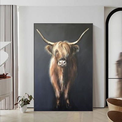 ▬☜❄ Highland Cow ภาพวาดผ้าใบ Wild Yak HD ภาพโปสเตอร์และพิมพ์สัตว์ Wall Art ตกแต่งบ้านโมเดิร์นภาพวาดห้องนั่งเล่นภาพจิตรกรรมฝาผนัง