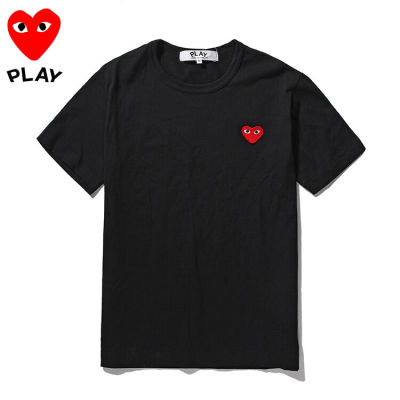 COMME Des Garcons เสื้อยืดแขนสั้นผ้าฝ้ายคอกลมหลวมและใส่สบายเรียบง่ายเสื้อยืดสีดำแขนสั้นสำหรับผู้ชายและผู้หญิง9449