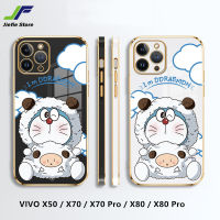 เคสมือถือ TPU การ์ตูนโดราเอมอนดีไซน์ใหม่เคสเคสสำหรับ VIVO X50 / X70/X70โปร/X80/X80โปรแกะน่ารักเพลงแมวเปลือกป้องกันแรงกระเทือน