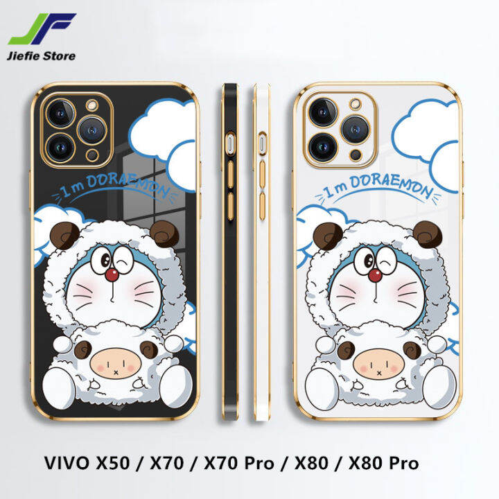 เคสมือถือ-tpu-การ์ตูนโดราเอมอนดีไซน์ใหม่เคสเคสสำหรับ-vivo-x50-x70-x70โปร-x80-x80โปรแกะน่ารักเพลงแมวเปลือกป้องกันแรงกระเทือน