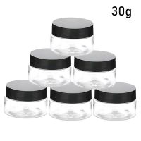 30Pcs 30g Plastic Cosmetics Jar With Black Lid Transparent Sample Bottles Nail Art Bead Storage Container for Eyeshadow Lip Balm Travel Size Bottles C