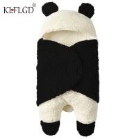 Newborn Super soft autumn and winter plush swaddling baby panda cartoon wool lamb quilt blanket