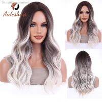 Aideshair Ombre Blonde Layered Wigs with Curtain Bangs for Black Women Long Straight Synthetic Wigs Heat Resisatnt Hair [ Hot sell ] tool center