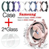 2 * แก้ว + ฝาสำหรับ Samsung Galaxy Watch6กันน้ำ40มม. 44มม. นาฬิกาครอบ6เคสป้องกัน43มม. 47มม. + อุปกรณ์ป้องกันหน้าจอ