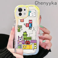 เคส Chenyyyka สำหรับ Xiaomi 12T Pro 11 Lite 5G NE 12 Lite เคสการ์ตูนน่ารักลาย Spoof มอนสเตอร์ Tetris วัสดุอัปเกรดลายคลื่นเนื้อครีมกันกระแทกแบบใสนิ่มเคสมือถือโปร่งใสลายกล้องถ่ายรูปปลอกฝาครอบป้องกัน