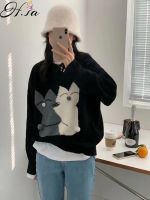 Hsa 2021 Women Cartoon Kawaii Sweater Autumn And Winter Korean Style Retro Knitted Tops Oversized Kawaii Cute Chic Sweater Tops