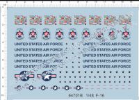 148 F16 Prototype USAF Thunderbirds Model Kit Water Decal