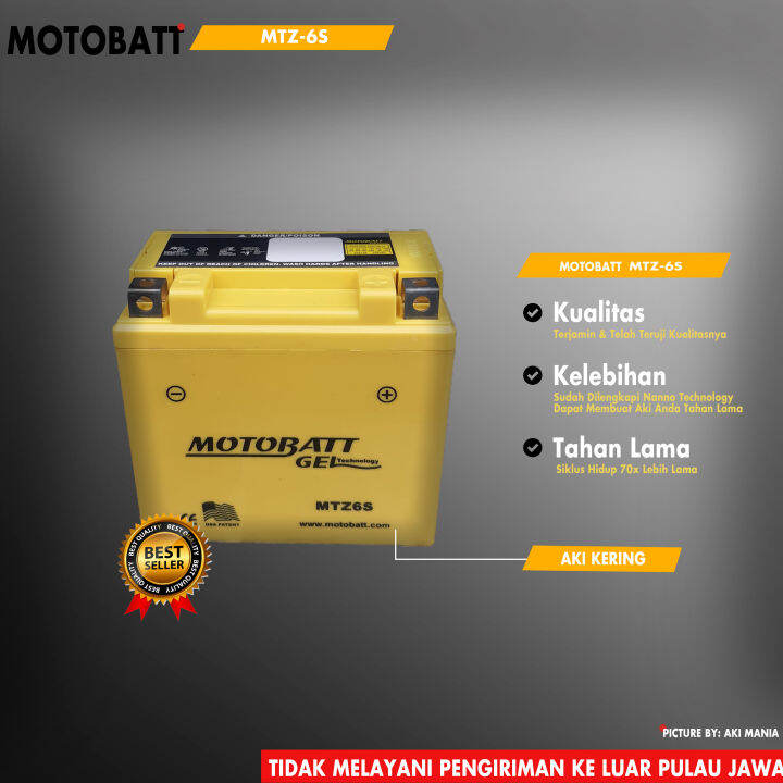 Aki Kering Motor MOTOBATT GTZ6S/MTZ6s original murah Honda Yamaha