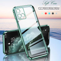 เคสใสสำหรับ VIVO Y33S/Y21S/Y21/Y33T/Y21T/Y21A ซิลิโคนโทรศัพท์กรณีโปร่งใสตรงขอบเลนส์หรูหราถุงลมนิรภัยด้านหลัง-N2