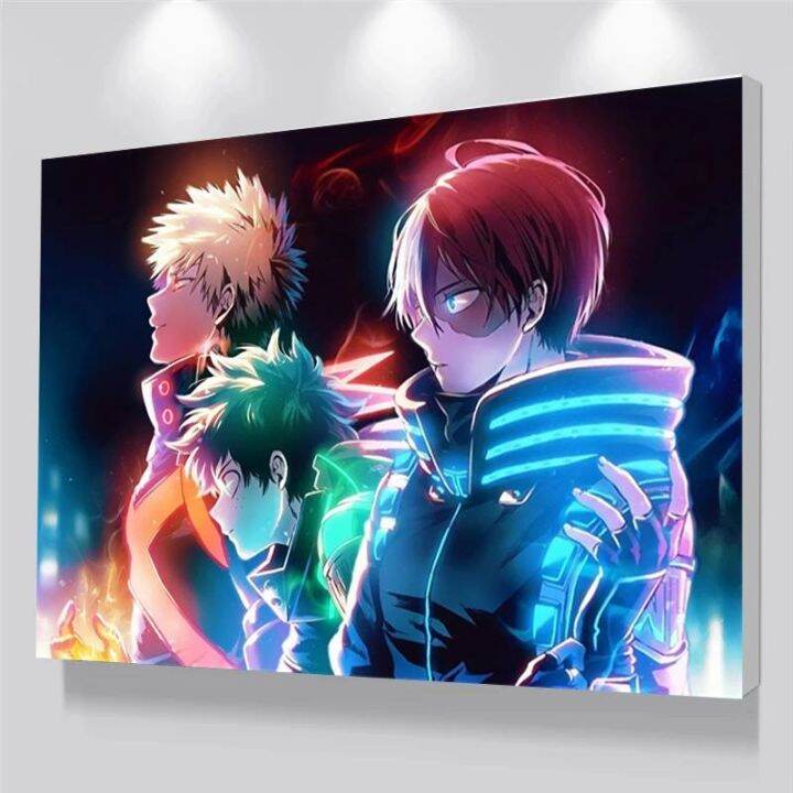 my-hero-academia-deku-โปสเตอร์อะนิเมะ-bnha-midoriya-izuku-ภาพวาดผ้าใบการ์ตูน-wall-art-ภาพพิมพ์สำหรับห้องนอนตกแต่งบ้าน