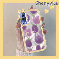 เคส Chenyyka สำหรับ VIVO Y72 5G Y52 5G Y75s 5G เคสลายโบว์รูปทิวลิปมอนสเตอร์น้อยสีม่วงเคสนิ่มทนต่อการขัดถูเคสโทรศัพท์โปร่งใสฝาครอบป้องกันเลนส์กล้องถ่ายรูป TPU ซิลิกาเจล