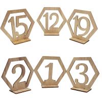 1-20 Rustic Wooden Table Numbers Hexagon Wood Seating Place Cards Stand Holder Seat Marker for Wedding Engagement Decor Supplies