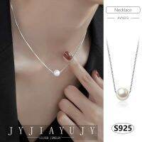 JYJIAYUJY 100% Sterling Silver S925 Necklace White Shell Pearl 6/8/10MM Fashion Trendy Hypoallergenic Women Jewelry Gift AYN813