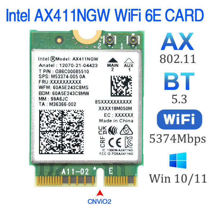 Wi-Fi 6E AX411 สําหรับ Intel AX411NGW การ์ดเครือข่าย WIFI CNvio2 802 ...