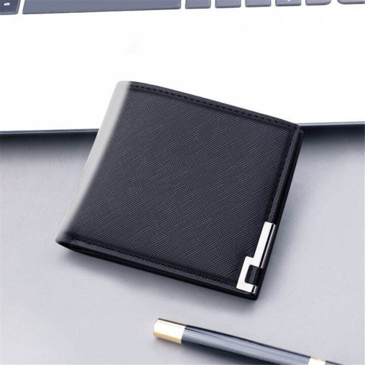 top-men-soft-pu-leather-black-white-solid-color-simple-short-ultra-thin-small-wallets-multi-card-slots-card-holder-small-coin-purse