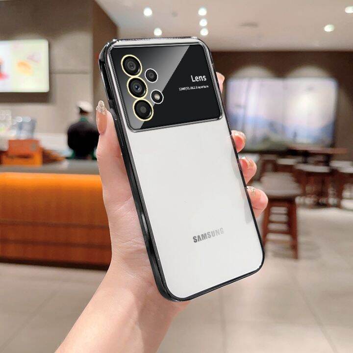 เคสโทรศัพท์-tpu-ชุบหน้าต่างขนาดใหญ่4g-5g-a52-a53-samsung-a23-a13สำหรับเลนส์กล้องถ่ายรูป-galaxy-กันกระแทกป้องกันทุกสัดส่วน-a72-a73-a52s