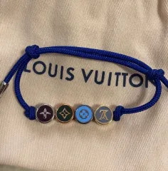 LOUIS VUITTON Sterling Silver Virgil Abloh Lockit Adjustable Cord Bracelet  Orange 545717