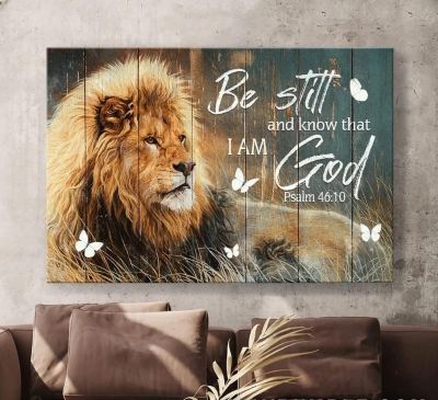 Neiljena Lion King พระเยซูยังคงเป็นฉันพระเจ้าเคลือบศิลปะบนผนังห้องนั่งเล่นในบ้านกรอบ X