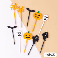 UNI 6/10pcs Halloween Plastic Fruit Fork Kids Snack Dessert Decoration Cake Picks ตกแต่งคริสต์มาส