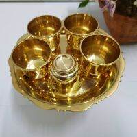 Brass Byfa SET1241 ชุดถวายพระทองเหลือง โตกพานถวายพระ โตก6”จอก2นิ้ว5ใบ ชุดถวาย