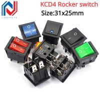 1 Pcs KCD4 Rocker switch ship type switch rocker power button 4/6PIN red light green light 31x25mm16A/30A 250v ON-OFF/ON-OFF-ON