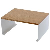 Wood-Top Stackable Kitchen Rack-Modern Counter Shelf Organizer, White