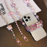 Digital Star Chain ศัพท์มือถือ Lanyard Lull Diamond Pearl Flower Back Clip Long Crossbody Lanyard Women S Mobile Phone Pendant