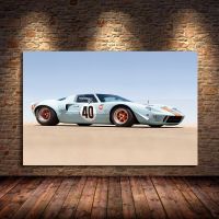 Modern Painting Gulf Ford GT40 Le Mans Racing Car Classic Car Wall Art Posters Canvas Print For Bedroom Home Room Decor Unframed