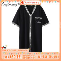 New Summer Night Gown 100 Cotton Loose Korean Style Nightgown Womens Nightdress Black Short Sleeve Dress for Youth Girls