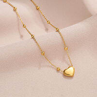 18k Gold Plated Peach Heart Pendant Necklace Ladies Clavicle Chain Valentines Day Birthday Wedding High Jewelry Gifts