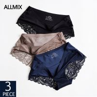 ALLMIX 3ชิ้น/ล็อตกางเกงชั้นในสตรี39; S,กางเกงในกางเกงในเอวต่ำกีฬาชุดชั้นในแบบชุดไร้รอยต่อสีทึบชุดชั้นในสตรีเซ็กซี่