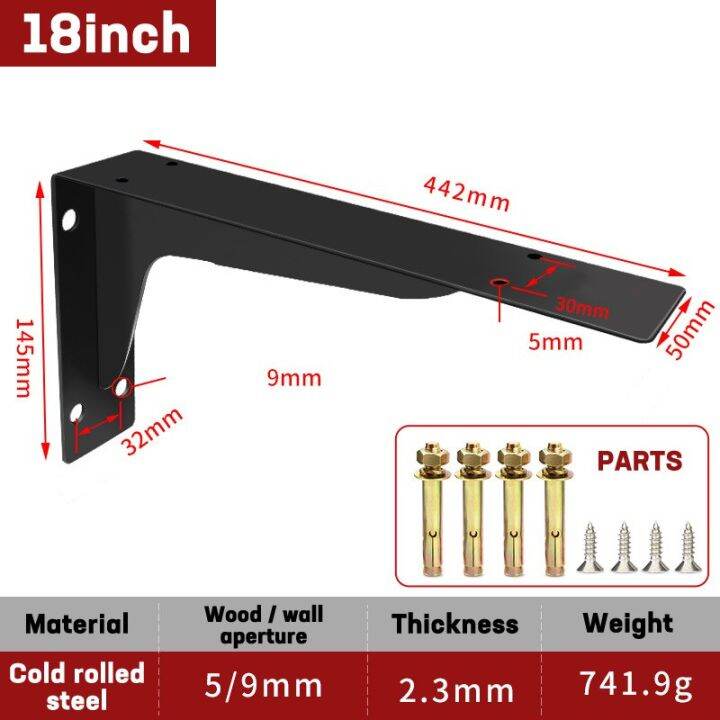 1 Piece 6/10/14/18 Inch Heavy Support L Brackets Black Wall Shelf