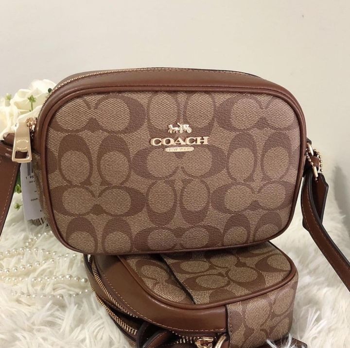 Coach Mini Jamie Camera Bag In Signature Canvas in Brown/ Black C9926