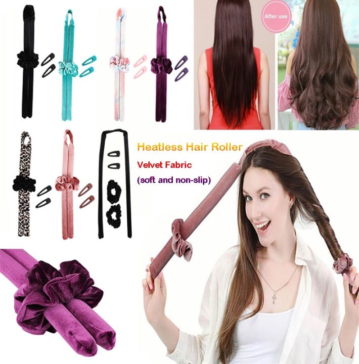NEW H] Velvet Soft Curler Long Short Hair Products Heatless Hair Curlers No  Heat Curling Sponge Rod Headband Lazy Curler Styling Tools | Lazada