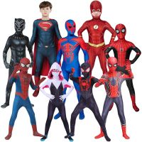 2023 Superhero Spiderman The Flash Iron Man Black Panther Captain America Cosplay Costume Bodysuit Jumpsuit Halloween for Kids Adult