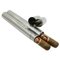 ✣✸ Portable Stainless Steel Double Cigar Tube Box Hip Flask Cigar Case Flagon Accessories