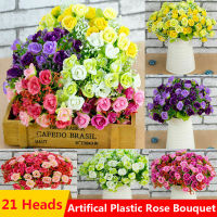 21หัว/Bunch Silk Mini Rose ดอกไม้ประดิษฐ์ Bouquet ดอกไม้ประดับสำหรับงานแต่งงานตกแต่ง Brithiday Decor