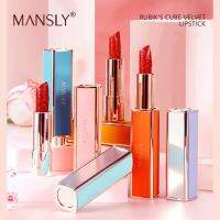 MANSLY Rubic Cube Velvet Lipstick ลิปสติกเนื้อเวลเวทแมทต์ สีสวย เนื้อลิปสติกลายสลักสวยหรู