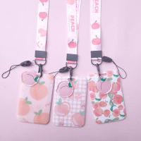 【CW】New Fashion Cute Peach Avocado Fruits Lanyard Credit Card ID Holder Bag Student Women Travel Bank Bus Business Card Cover Badge