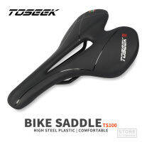 TOSEEK TS100พลาสติก Pvc อานจักรยานหนังระบายอากาศสีดำ Mtb อานจักรยานอุปกรณ์เสริม Comfort Type Bike Seat สำหรับ Men